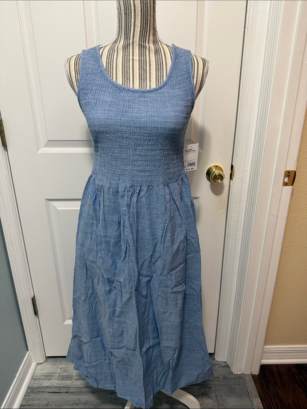 croft & barrow Light Blue Smocked Tank Maxi Dress